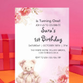 Elegante & Schattigee Teddy Bloemen Eerste 1e verj Kaart