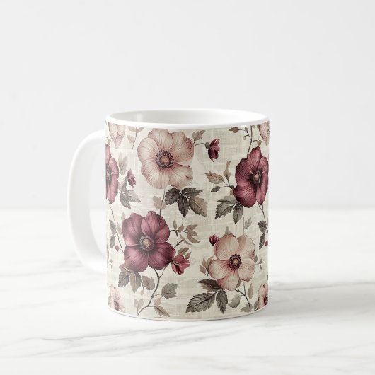 Elegante Schattigee verfijnde rustieke romantische Koffiemok (Voorkant links)