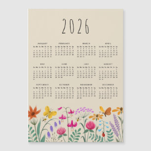 Elegante Schattigee Waterverf Wildflowers Kalender