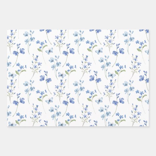 Elegante Schattigee Wildbloemen en Vlinders Inpakpapier Vel (Voorkant)