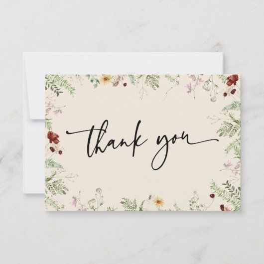 Elegante Schattigee Wildflower bedankje Bedankkaart (Voorkant)