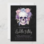 Elegante Schedel & Bloemen Gotische Halloween Verj Kaart (Voorkant)