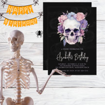 Elegante Schedel & Bloemen Gotische Halloween Verj