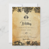 Elegante schedel budget Halloween thema bruiloft Kaart (Voorkant)