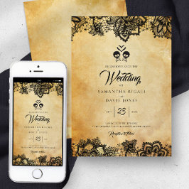 Elegante schedel budget Halloween thema bruiloft Kaart