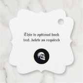 Elegante schedel gepersonaliseerde gotische bruilo bedankjes labels (Achterkant)