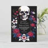 Elegante Schedel gotische bruiloft uitnodiging (Staand voorkant)