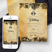 Elegante schedel Halloween bruiloft uitnodiging