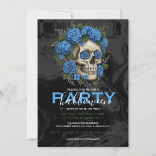 Elegante Schedel met Bloemen Volwassenen Halloween Kaart