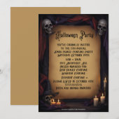Elegante schedels en kaarsen Halloween Party Kaart (Voorkant / Achterkant)