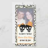 Elegante schedels Halloween bruiloft Save the Date (Voorkant)