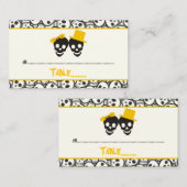 Elegante schedels Halloween gele bruiloft plaats k Plaatskaartje (Voorkant / Achterkant)