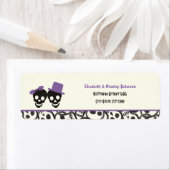 Elegante schedels Halloween paarse bruiloft label (Insitu)