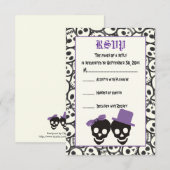Elegante schedels Halloween paarse bruiloft RSVP k (Voorkant / Achterkant)