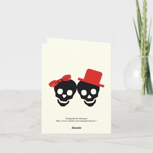 Elegante schedels Halloween rode trouw Dank je Bedankkaart (Achterkant)