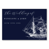 Elegante scheepvaart bruiloft in marineblauw kaart (Achterkant)