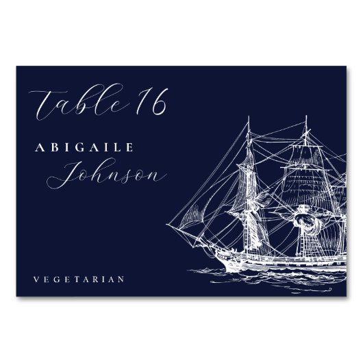 Elegante scheepvaart bruiloft in marineblauw kaart (Voorkant)