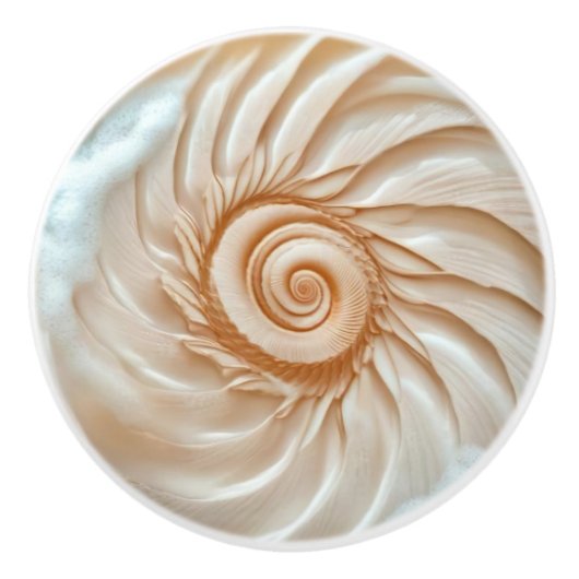 Elegante schelp 3D kust Keramische Knop (Voorkant)