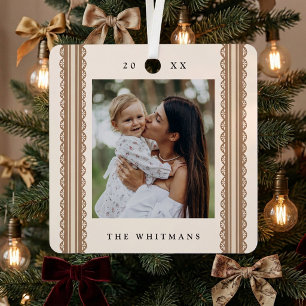 Elegante Schelp Lint Frame Kerst Foto Metalen Ornament