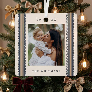 Elegante Schelp Lint Kader Kerst Foto Metalen Ornament