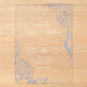 Elegante Schelpen Kust Bruiloft Acryl Uitnodigingen (Voorkant)