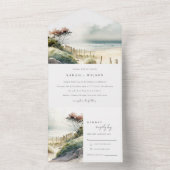 Elegante Schemerige Kust Zand Strand Zeelandschap  All In One Uitnodiging (Binnen)