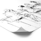 Elegante schets met minimale barscène - Premium Poster (Hoek)