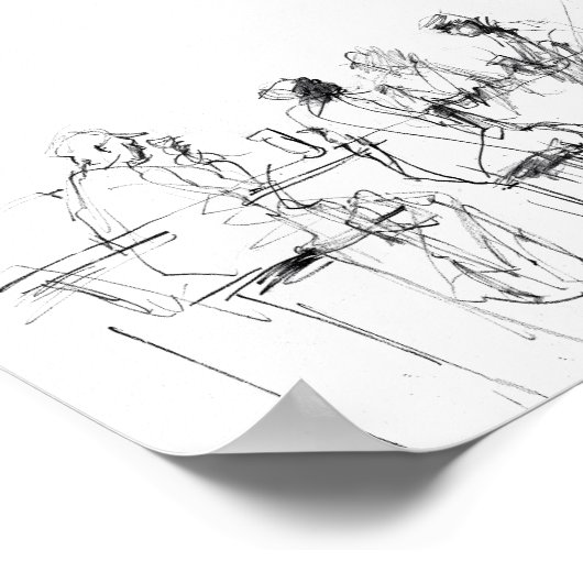 Elegante schets met minimale barscène - Premium Poster (Hoek)