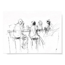 Elegante schets met minimale barscène - Premium
