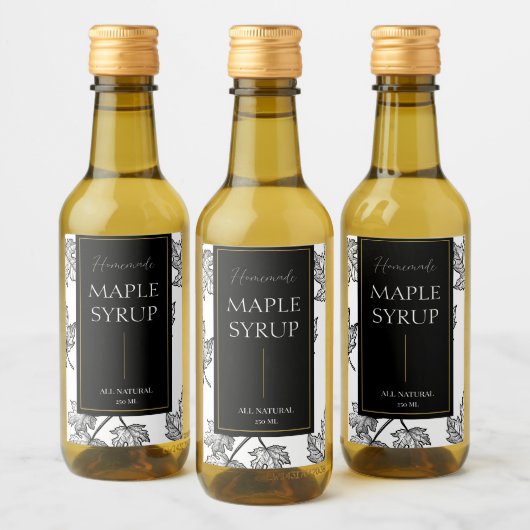 Elegante schets zelfgemaakte esdoorn siroop label wijn etiket (Flessen)