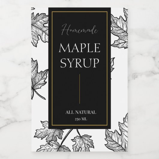 Elegante schets zelfgemaakte esdoorn siroop label wijn etiket (Enkel label)