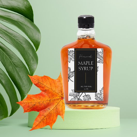 Elegante schets zelfgemaakte esdoorn siroop label wijn etiket