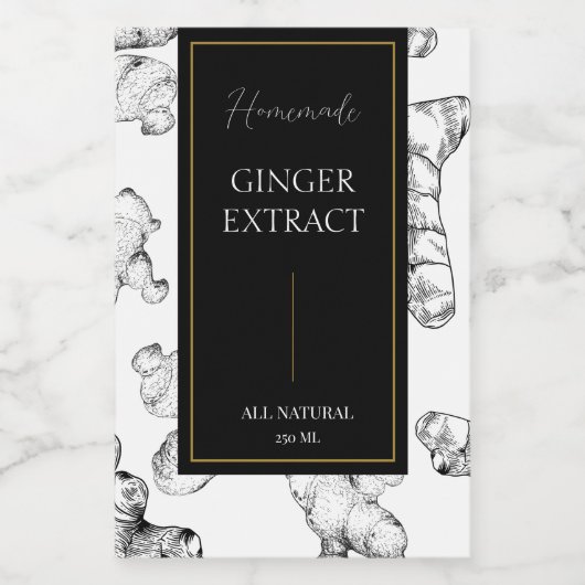 Elegante schets Zelfgemaakte Ginger Extract Label Wijn Etiket (Enkel label)