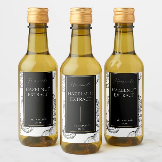 Elegante schets Zelfgemaakte Hazelnoot Extract Lab Wijn Etiket (Flessen)