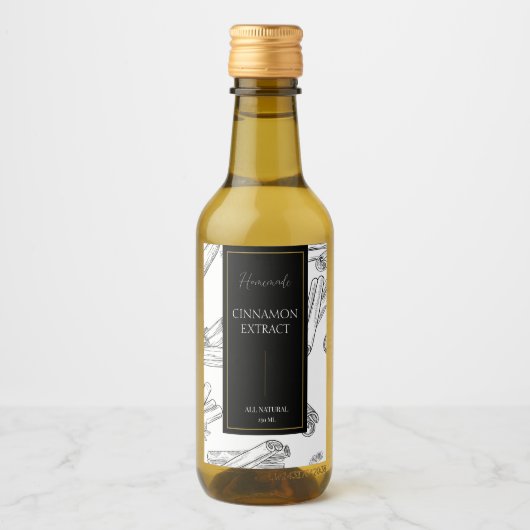Elegante Schets Zelfgemaakte Kaneel Extract Label Wijn Etiket (Voorkant)