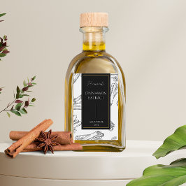 Elegante Schets Zelfgemaakte Kaneel Extract Label Wijn Etiket