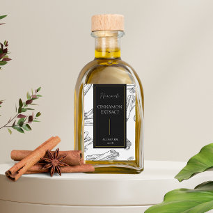 Elegante Schets Zelfgemaakte Kaneel Extract Label Wijn Etiket