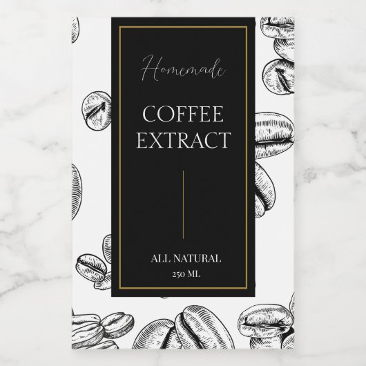 Elegante schets Zelfgemaakte koffie Extract Label Wijn Etiket (Enkel label)