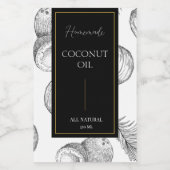 Elegante schets Zelfgemaakte Kokosolie Label Wijn Etiket (Enkel label)