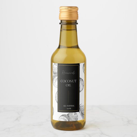 Elegante schets Zelfgemaakte Kokosolie Label Wijn Etiket (Voorkant)