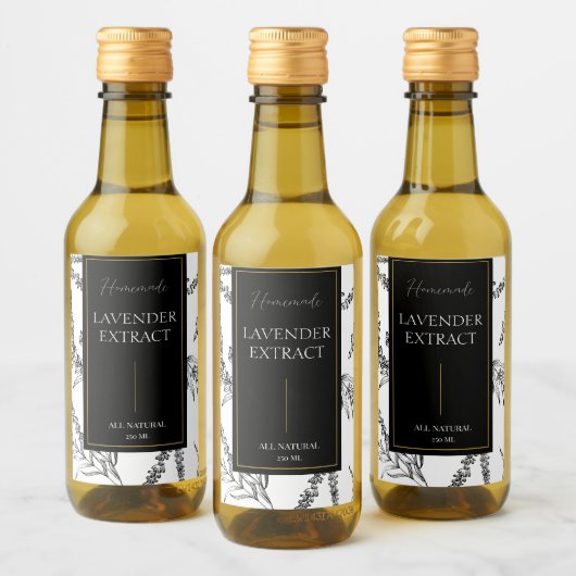 Elegante schets Zelfgemaakte Lavendel Extract Labe Wijn Etiket (Flessen)