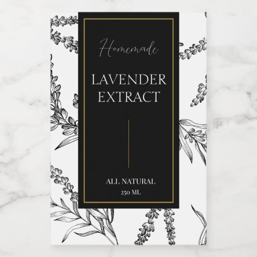 Elegante schets Zelfgemaakte Lavendel Extract Labe Wijn Etiket (Enkel label)