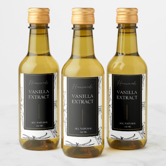 Elegante schets Zelfgemaakte Vanille Extract Label Wijn Etiket (Flessen)