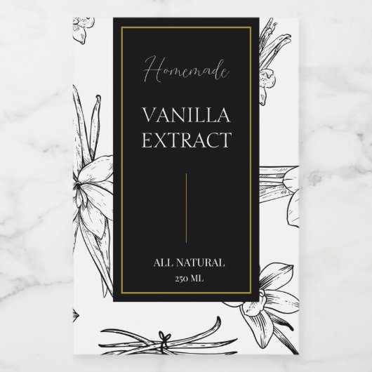Elegante schets Zelfgemaakte Vanille Extract Label Wijn Etiket (Enkel label)