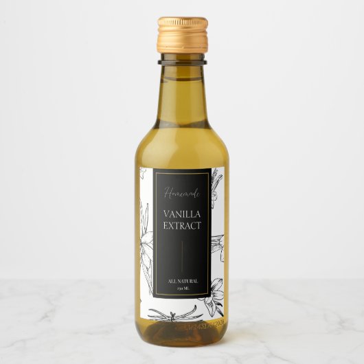 Elegante schets Zelfgemaakte Vanille Extract Label Wijn Etiket (Voorkant)