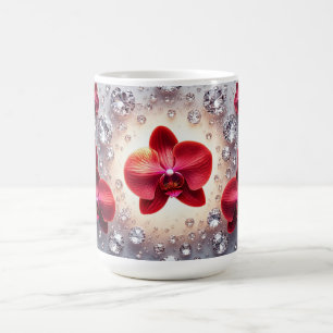 Elegante schikking van rode orchideeën koffiemok