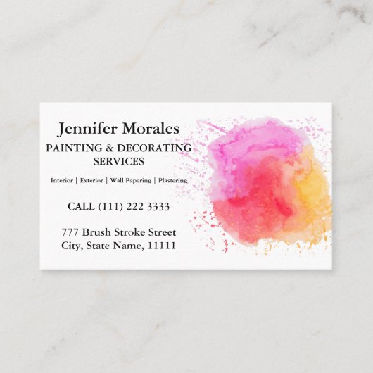 Elegante Schilder & Decorator Interieur en Exterie Visitekaartje (Voorkant)