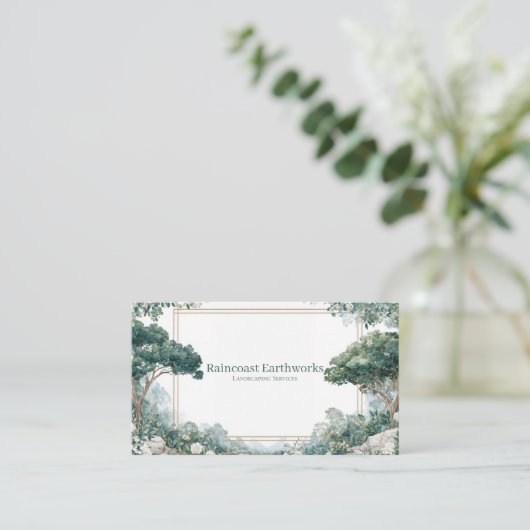 Elegante Schilderachtig Tuin Witte Bloemen Goud Li Visitekaartje (Staand voorkant)