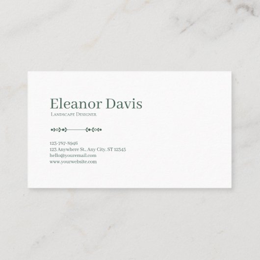 Elegante Schilderachtig Tuin Witte Bloemen Goud Li Visitekaartje (Achterkant)