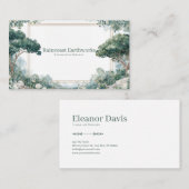 Elegante Schilderachtig Tuin Witte Bloemen Goud Li Visitekaartje (Voorkant / Achterkant)